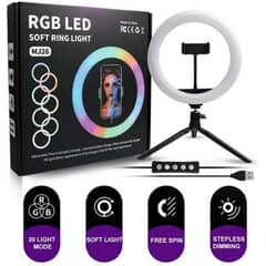 MJ26 10 Inch RGB Led Ring Light With PHONE HOLDER Circle Ring 0