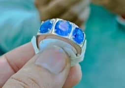 Original African Blue Sapphire (Neelam) Chandi Ring