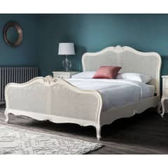 King size cane bed set solid wood
