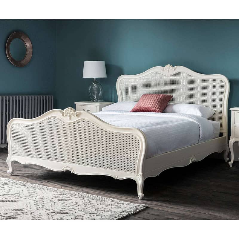 King size cane bed set solid wood 1