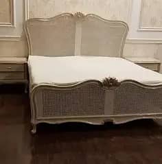 King size cane bed set solid wood 2
