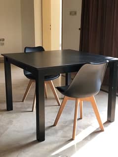 Stylish Designer Black Dining Table with 2 chairs