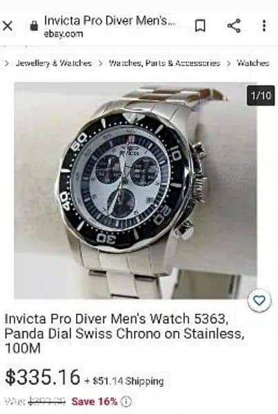 invicta chronograph sapphire glass swiss watch 1