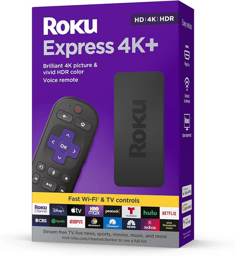 Roku Express 4K+ | Roku Streaming Device 4K/HDR with Roku Voice Remote 0