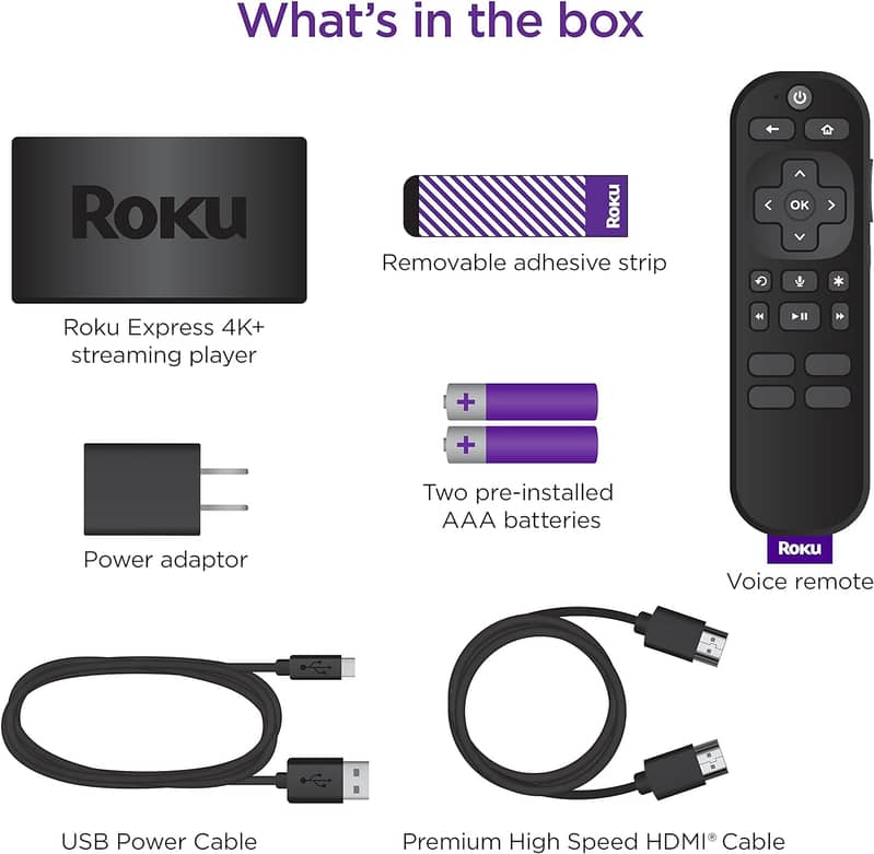 Roku Express 4K+ | Roku Streaming Device 4K/HDR with Roku Voice Remote 1
