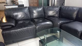 Black Leather L shaped sofa (From Saudia)