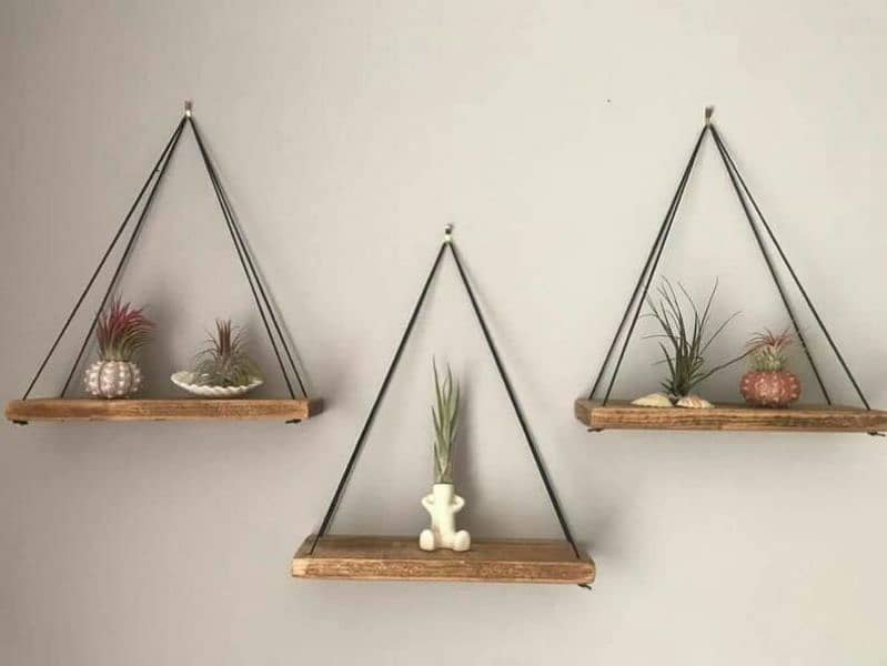 Hanging Shelf  ( Pack of 3 ) With Special Black Rope 0