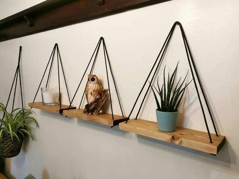 Hanging Shelf  ( Pack of 3 ) With Special Black Rope 1