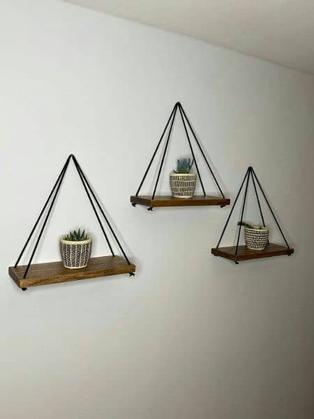 Hanging Shelf  ( Pack of 3 ) With Special Black Rope 2