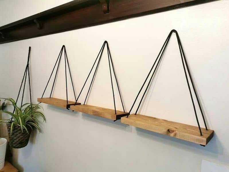 Hanging Shelf  ( Pack of 3 ) With Special Black Rope 3