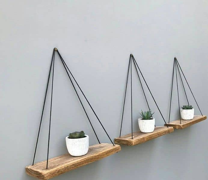 Hanging Shelf  ( Pack of 3 ) With Special Black Rope 4