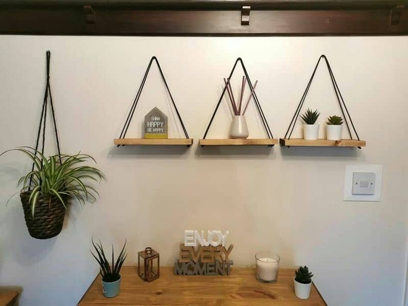 Hanging Shelf  ( Pack of 3 ) With Special Black Rope 5