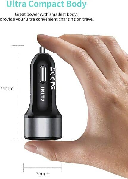 ikits dual USB port car charger QC. 3.0 4