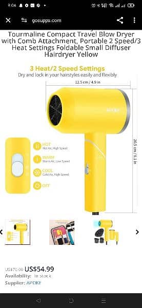APOKE hair dryer, imported lot mal 4