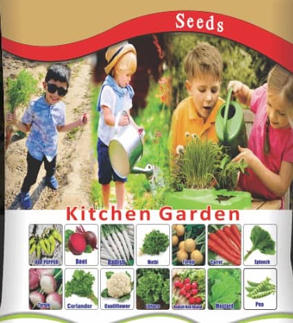 Kitchen Gardening Seeds Family Pack ( 18 Seeds pack ) with 10 Pots. 1