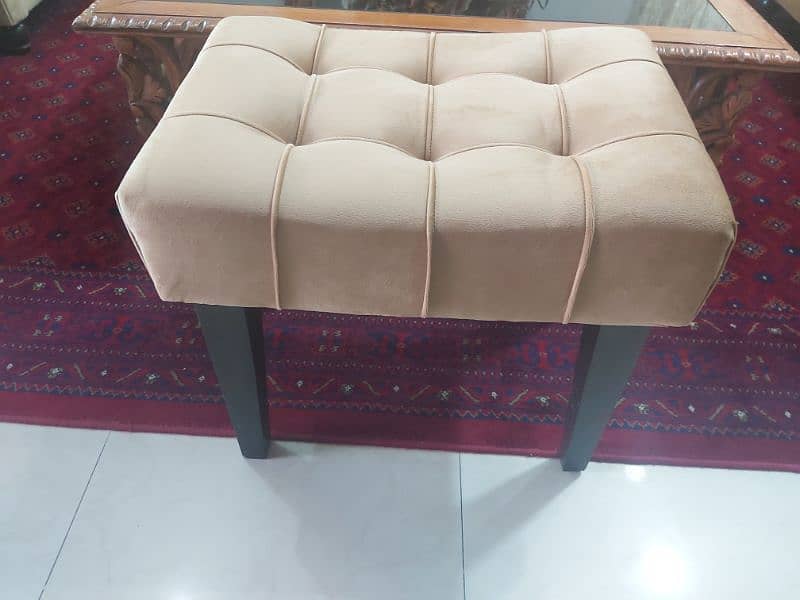 New velvet Sofa Stool Wooden Ottoman 1