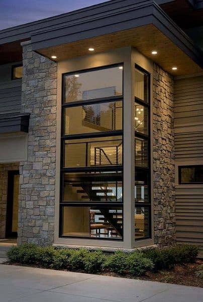 windows aluminum and U-PVC , shower cabin, glass stair railing, 5