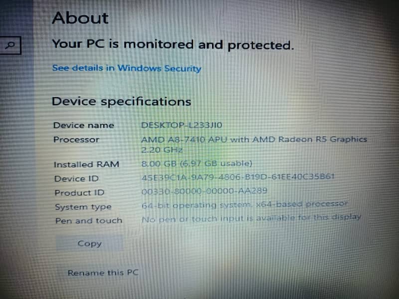 HP AMD A8-7410 APU with AMD Radeon R5 Graphics 2.20GHz 2
