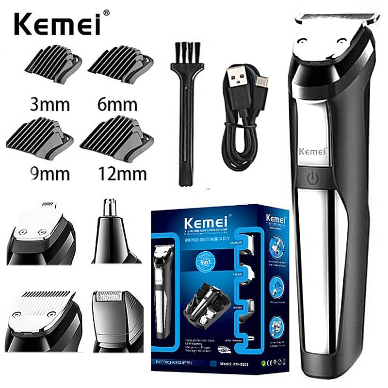 Kemei km-8601 Original 5 in 1 Trimmer Shaver Nose Trimmers All in 1 Sh 3