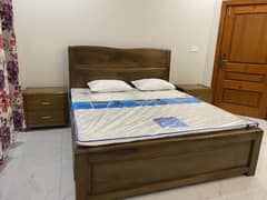King size bed, side tables, and dressing table without mattress