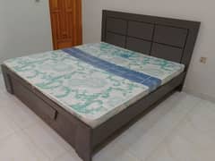 Grey Double Bed With Mattress New