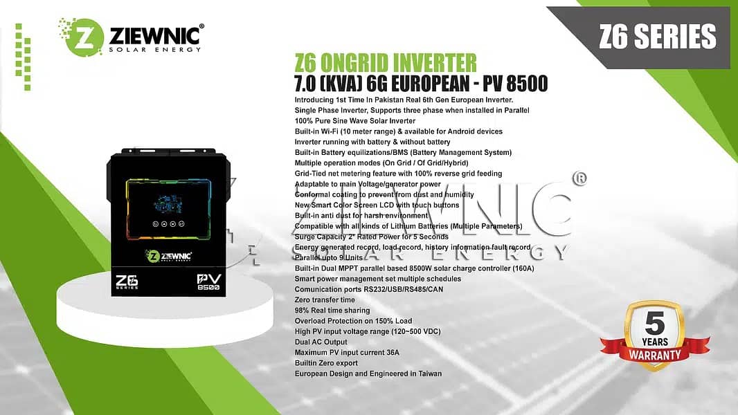 Ziewnic Z6 series 6th generation Hybrid  Inverters 1