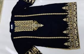 Royal blue embroidery velvet shirt 03224604090