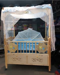 baby wooden cot, with cradle swing