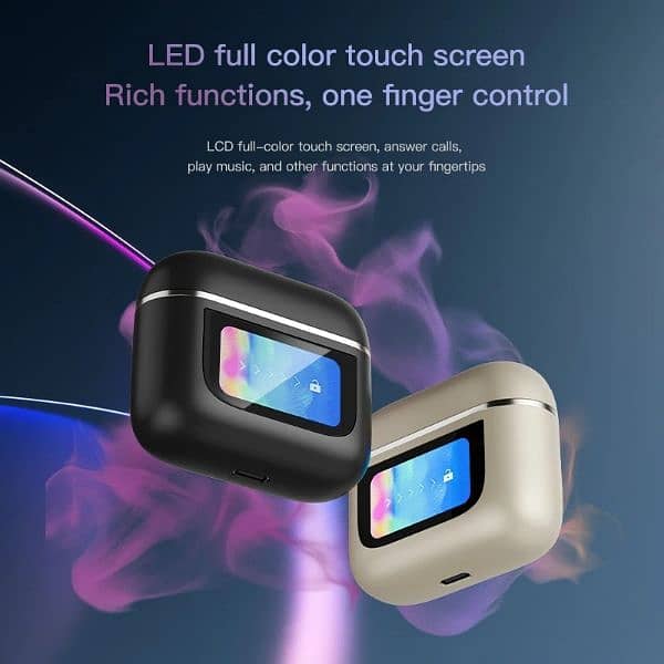 V8 headset full color touch screen Bluetooth headset ANC noice 4