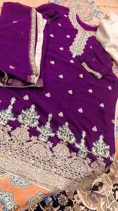 color purple full embroidered 3 pices suit 0