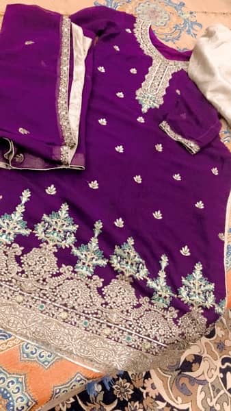 color purple full embroidered 3 pices suit 0