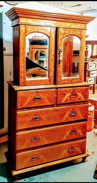 teakwood antique  chester drawer  cum cabinet 0