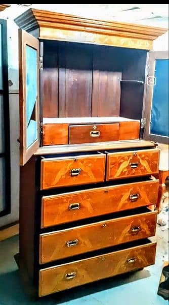 teakwood antique  chester drawer  cum cabinet 1