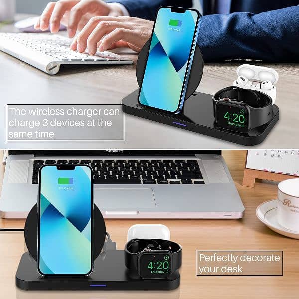 KKM Wireless Charger, 3 in 1 Qi-Certified Fast Wireless Charger 3