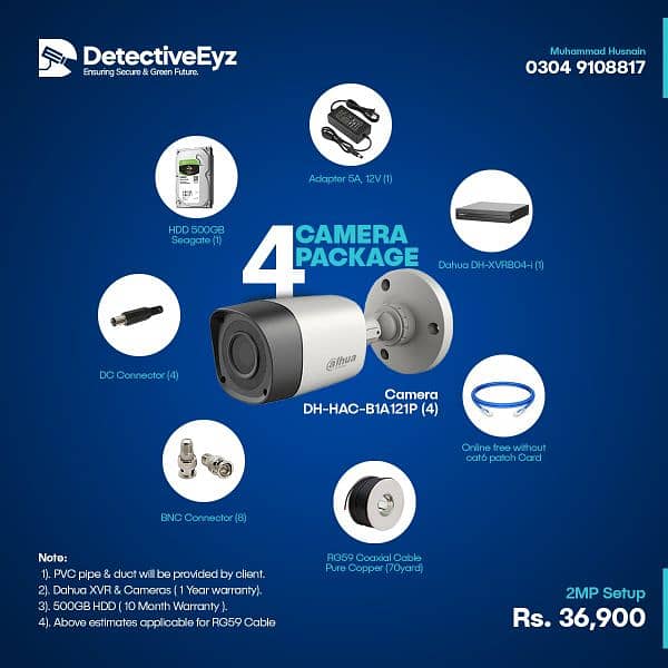 Special offer 2MP 4 Camera Package with complete installation 1
