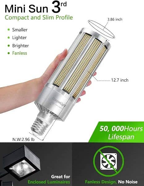 DragonLight 150W Commercial Grade Corn LED Light Bulb Fanless 2