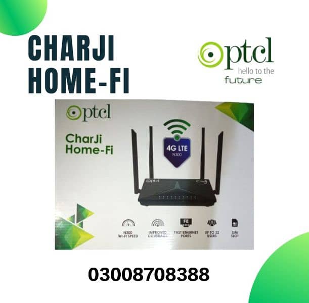 PTCL Charji Home Fi 4g Router
with Sim 6