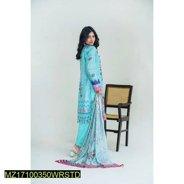 3 pcs women's unstitched lawn printed suit  free delevery 1