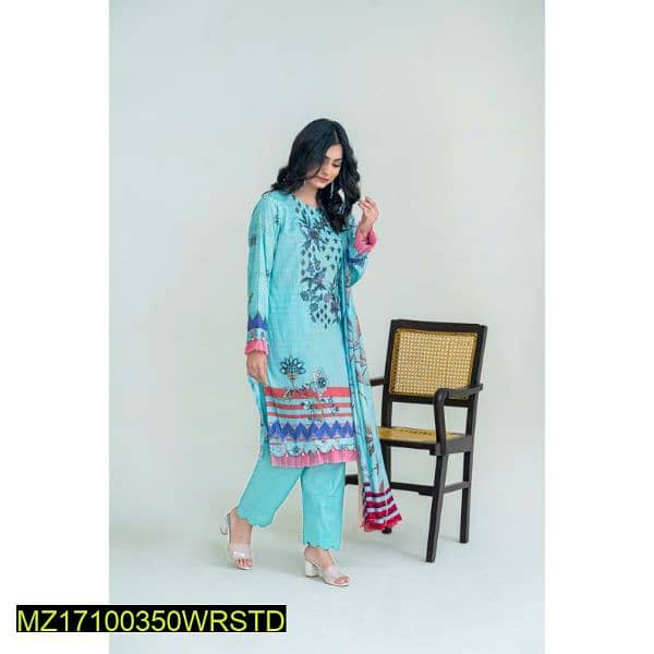 3 pcs women's unstitched lawn printed suit  free delevery 3