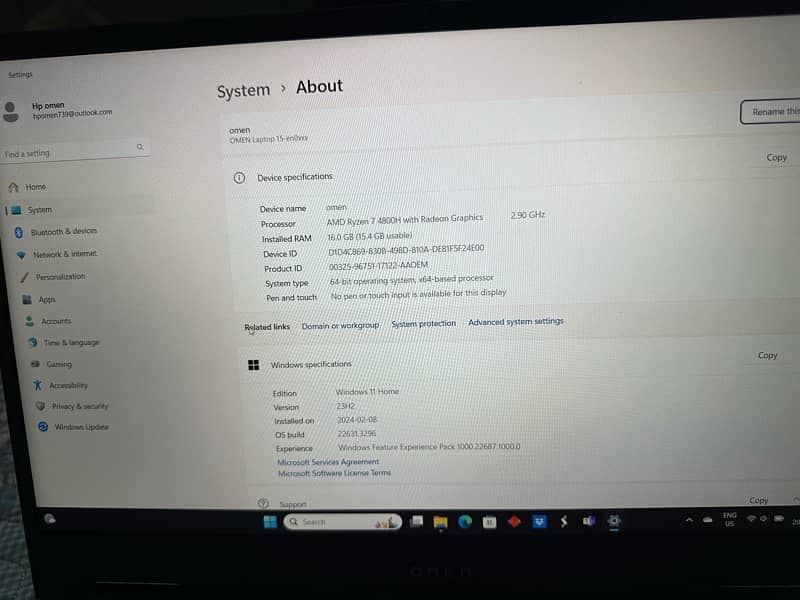 HP OMEN Gming laptop ryzen 7, 16gb, 512gb,gtx1660ti 6gb mint 9