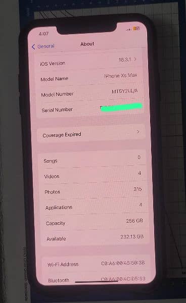 iPhone XS Max 256 GB Non PTA with 88% battery health, very less used 5