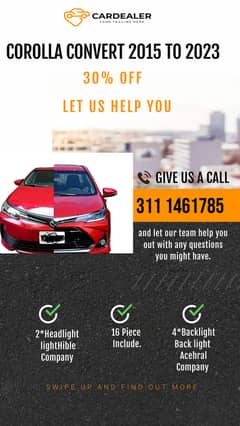 COROLLA CONVERT 2015 TO 2023 | FRONT & BACK | BUMPER | LIGHTS |GRILL|