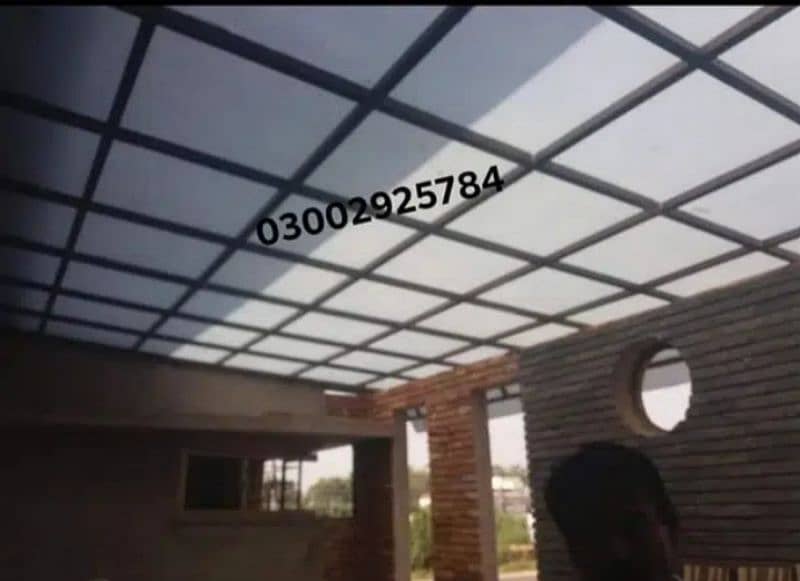Fiberglass shade in Lahore with iron stracture /door gate /grill 17