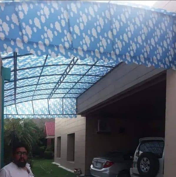 Fiberglass shade in Lahore with iron stracture /door gate /grill 18