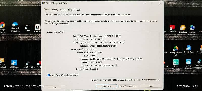 Dell Precision 5540 10/10 Condition i7-9th 12mb-32gb-1tb 4