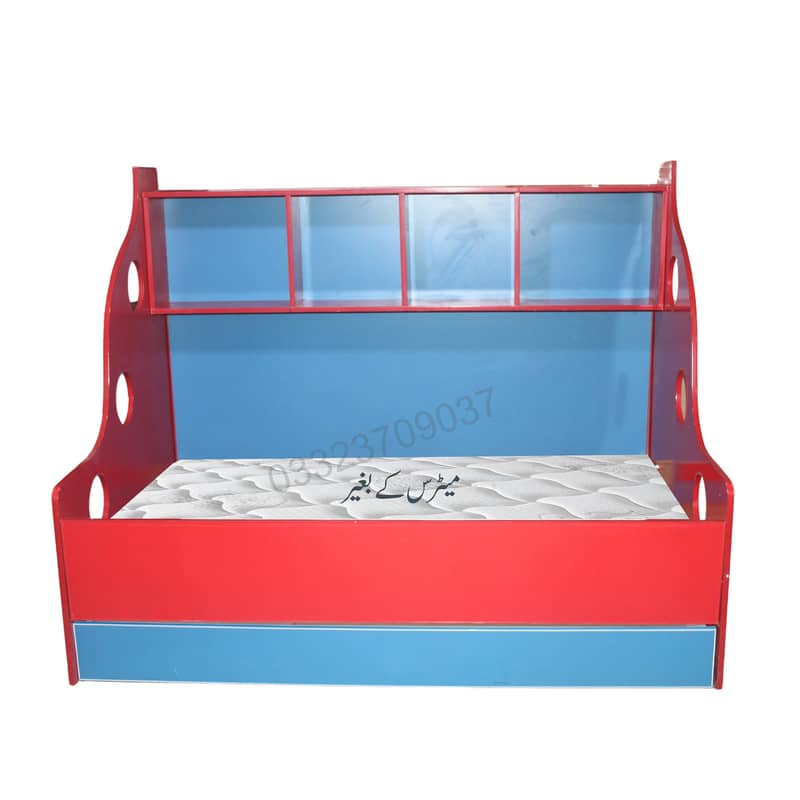 Red Blue Kb5 wooden sheet bed for Kids with down bed without Mattress 1
