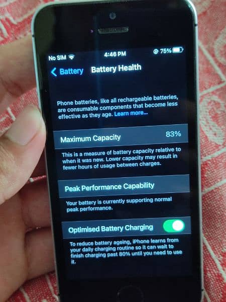 iPhone 5se 83% Original Battery Health Non PTA But Not JV 6