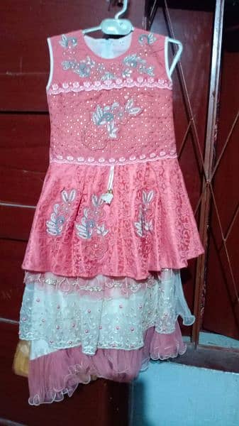 Baby lehnga with pink green colour 1