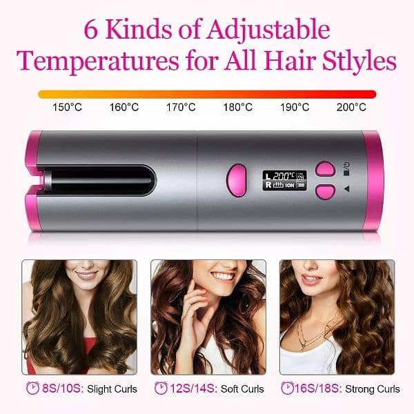 Nobebird Cordless Auto Curler, Automatic Hair Curler 6