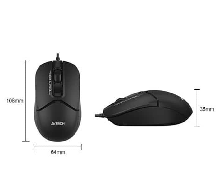 A4Tech FM12 Fstyler 1200 DPI Optical Wired Mouse – Black 2